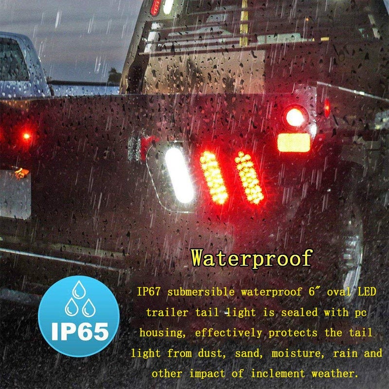 NPAUTO 6" Oval Trailer Tail Lights 24 Red LED Stop Turn Brake Lights Waterproof Flush Mount Tail Lights for RV Truck (2) - Image 5